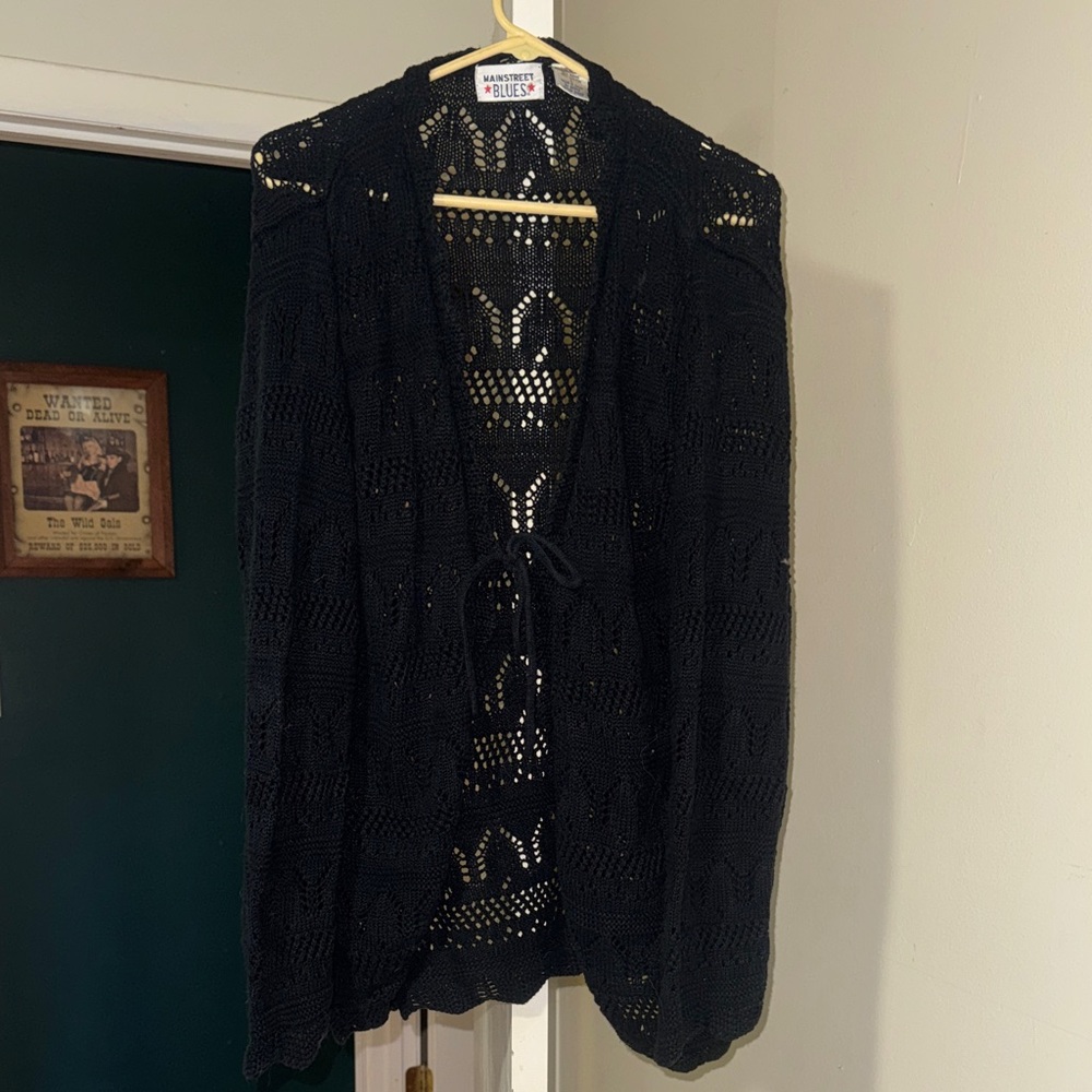 Mainstreet Blues Black Open Knit Cardigan